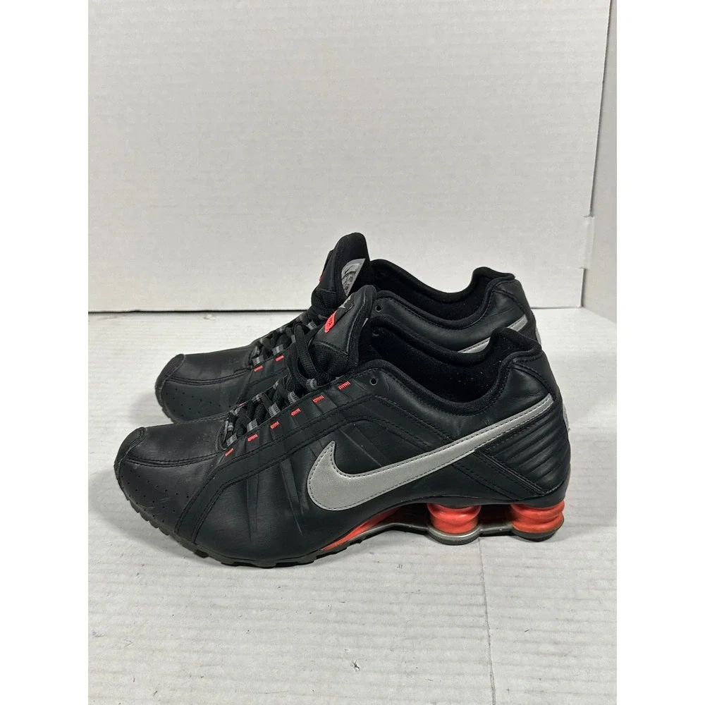 Nike Shox Junior Black Metallic Silver Red Running Shoes 454339-016 Womens 9.5